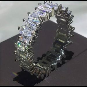 925 Sterling Silver Baguette Setting Eternity Band